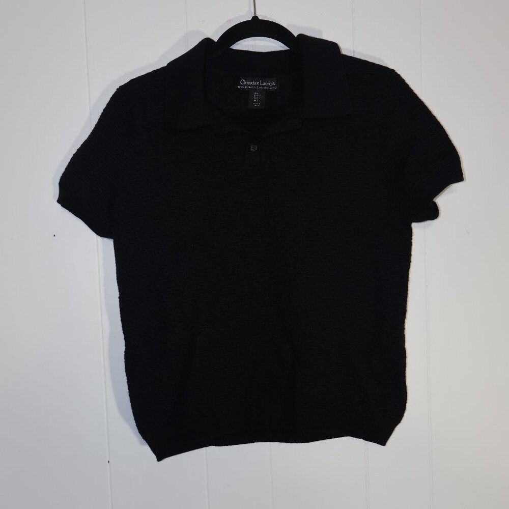 Christian Lacroix Merino Wool Polo Shirt – Black (Men’s L)